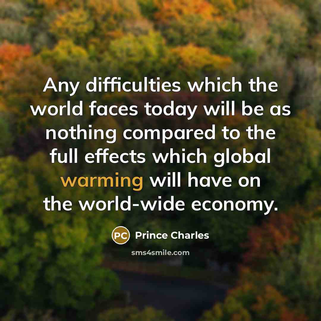 “Any difficulties which the world faces today will be as nothing compared to the full effects which global warming will have on the world-wide economy.” quote by Prince Charles