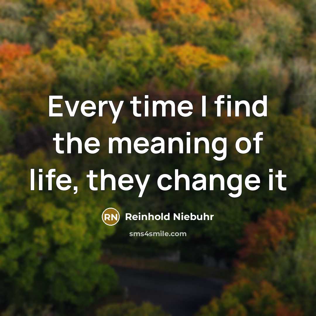 “Every time I find the meaning of life, they change…” quote by Reinhold Niebuhr