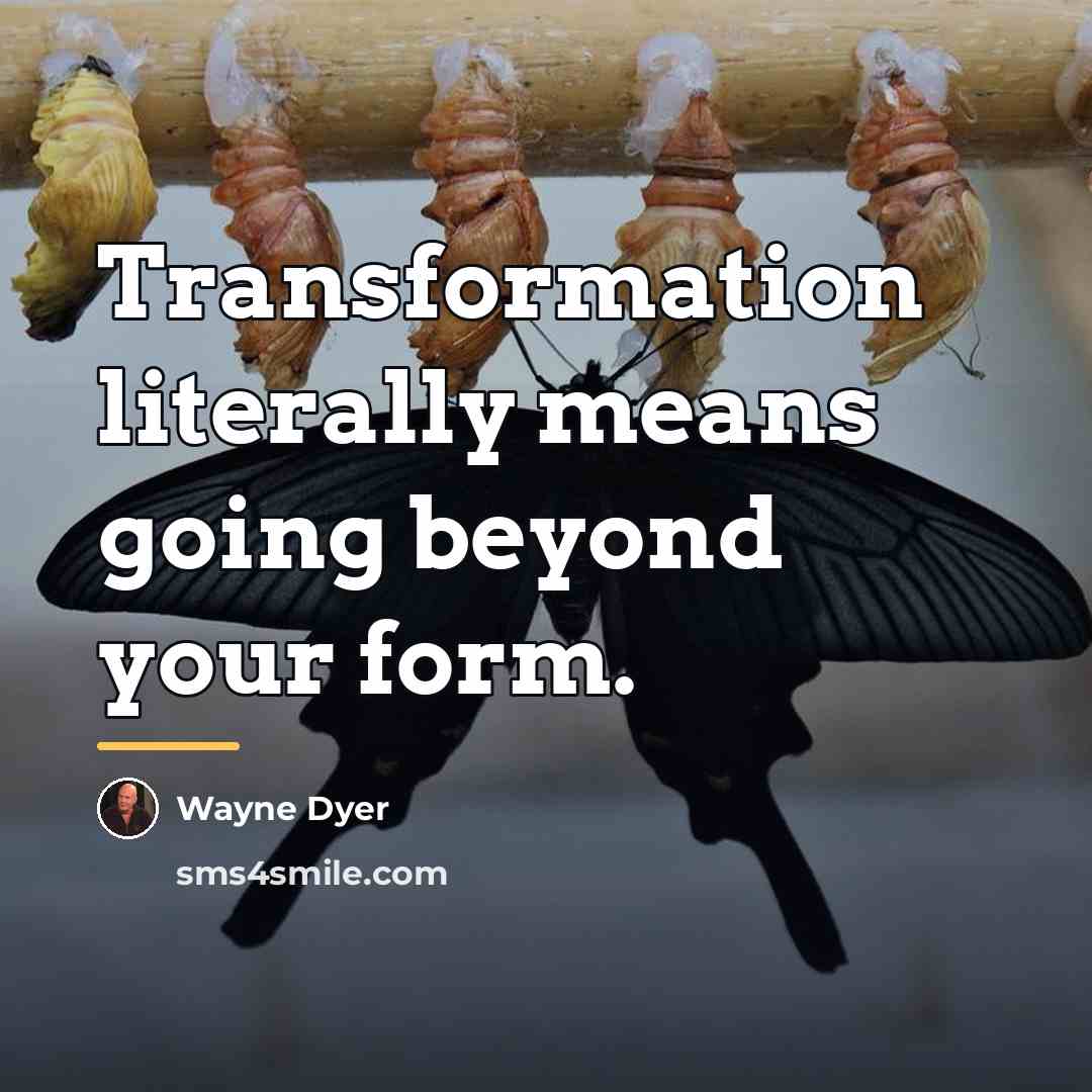 “Transformation literally means going beyond your form.…” quote by Wayne Dyer