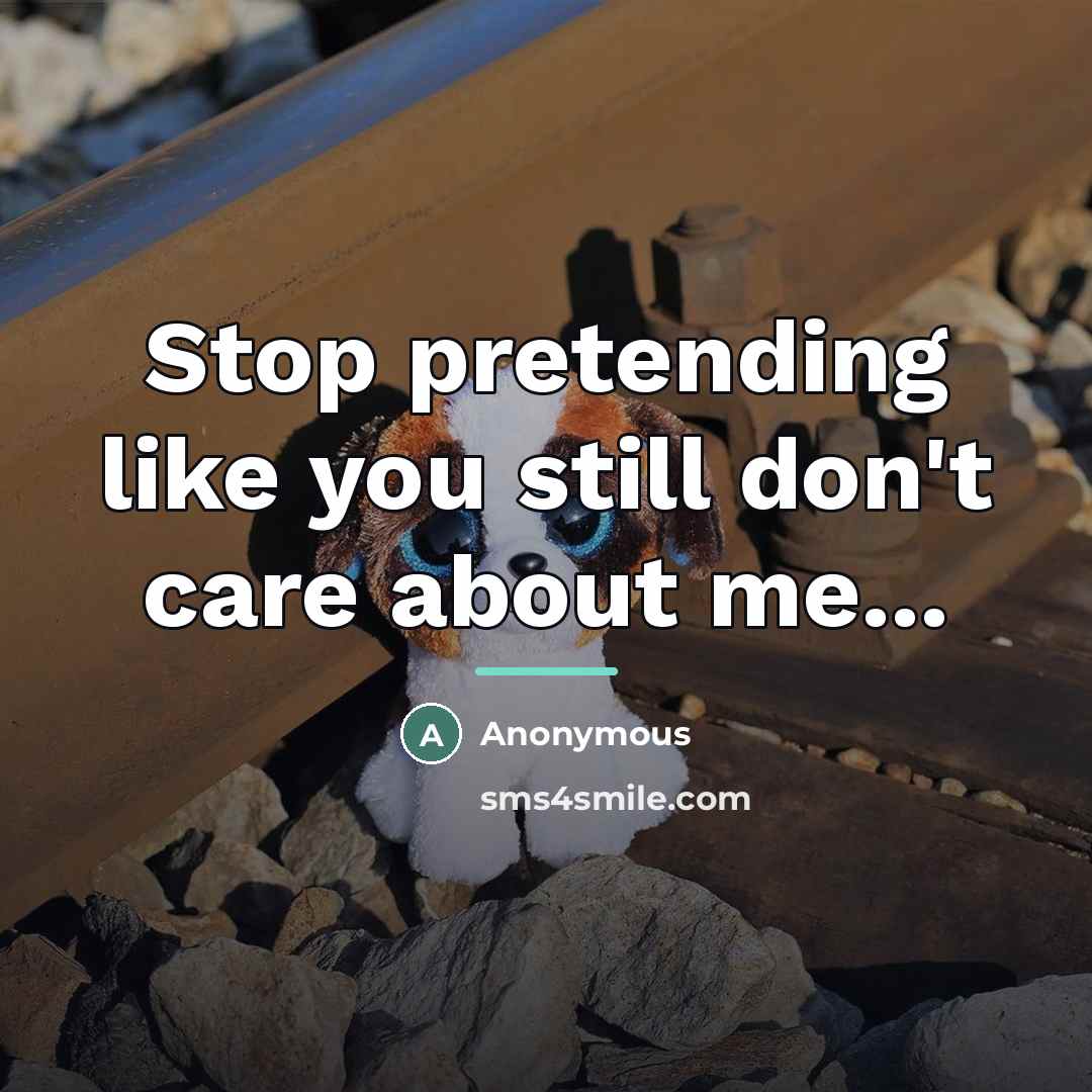 “Stop pretending like you still don't care about me...…” quote by Anonymous