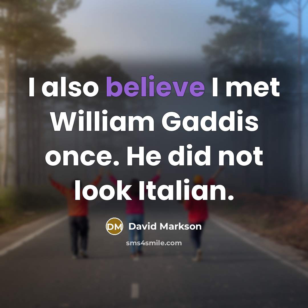 “I also believe I met William Gaddis once. He did…” quote by David Markson