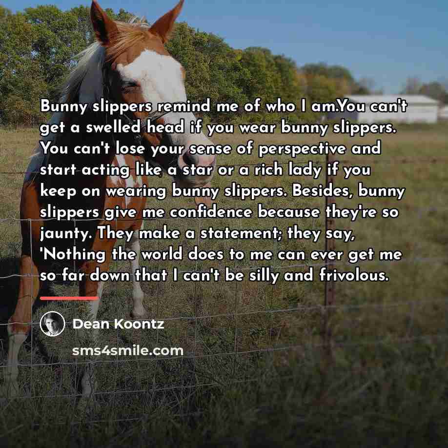 “Bunny slippers remind me of who I am.You can't get…” quote by Dean Koontz