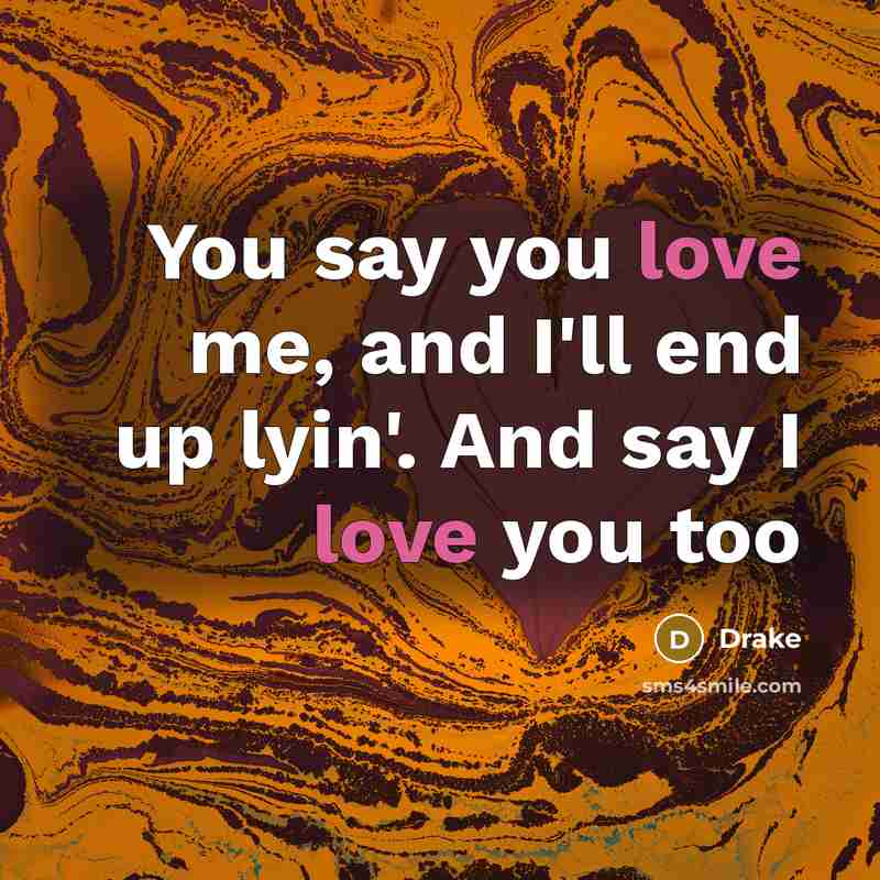 “You say you love me, and I'll end up lyin'.…” quote by Drake