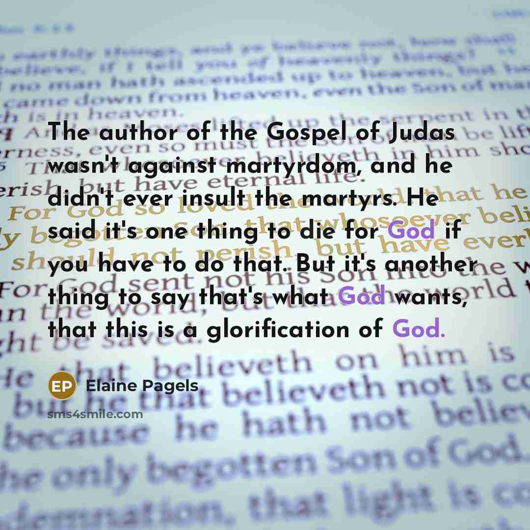 “The author of the Gospel of Judas wasn't against martyrdom,…” quote by Elaine Pagels