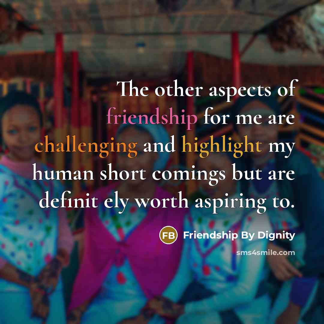 “The other aspects of friendship for me are challenging and highlight my human short comings but are definit ely worth aspiring to.” quote by Friendship By Dignity