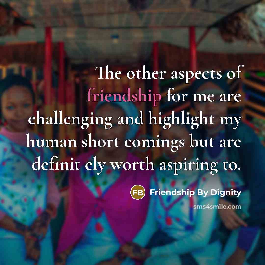 “The other aspects of friendship for me are challenging and highlight my human short comings but are definit ely worth aspiring to.” quote by Friendship By Dignity