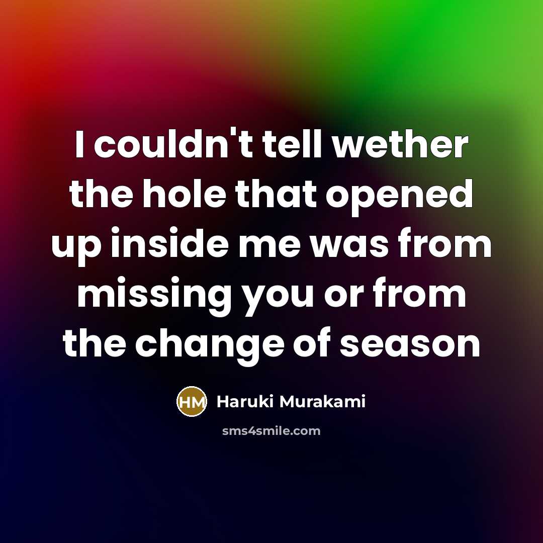 “I couldn't tell wether the hole that opened up inside…” quote by Haruki Murakami