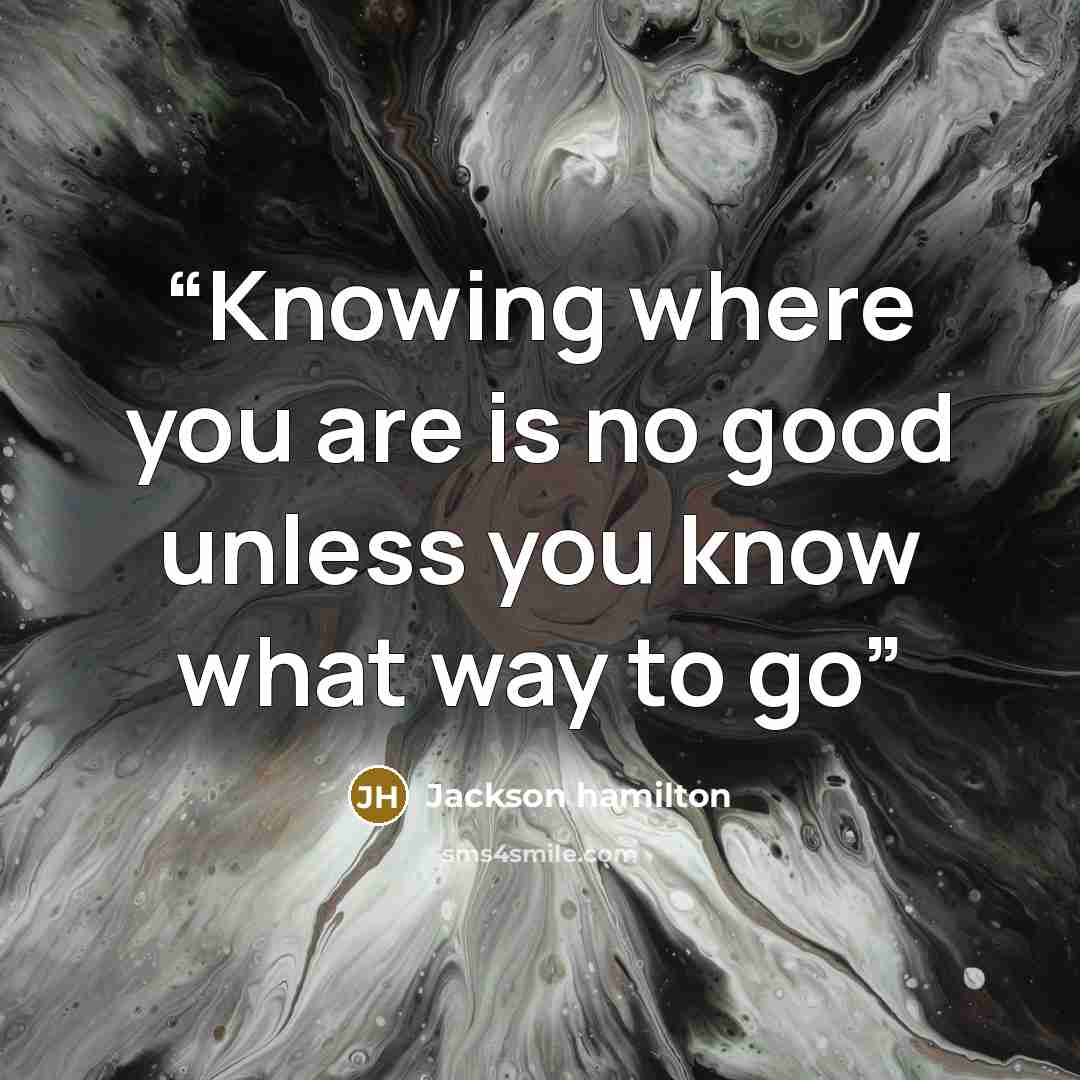 “Knowing where you are is no good unless you know what way to go” quote by Jackson hamilton