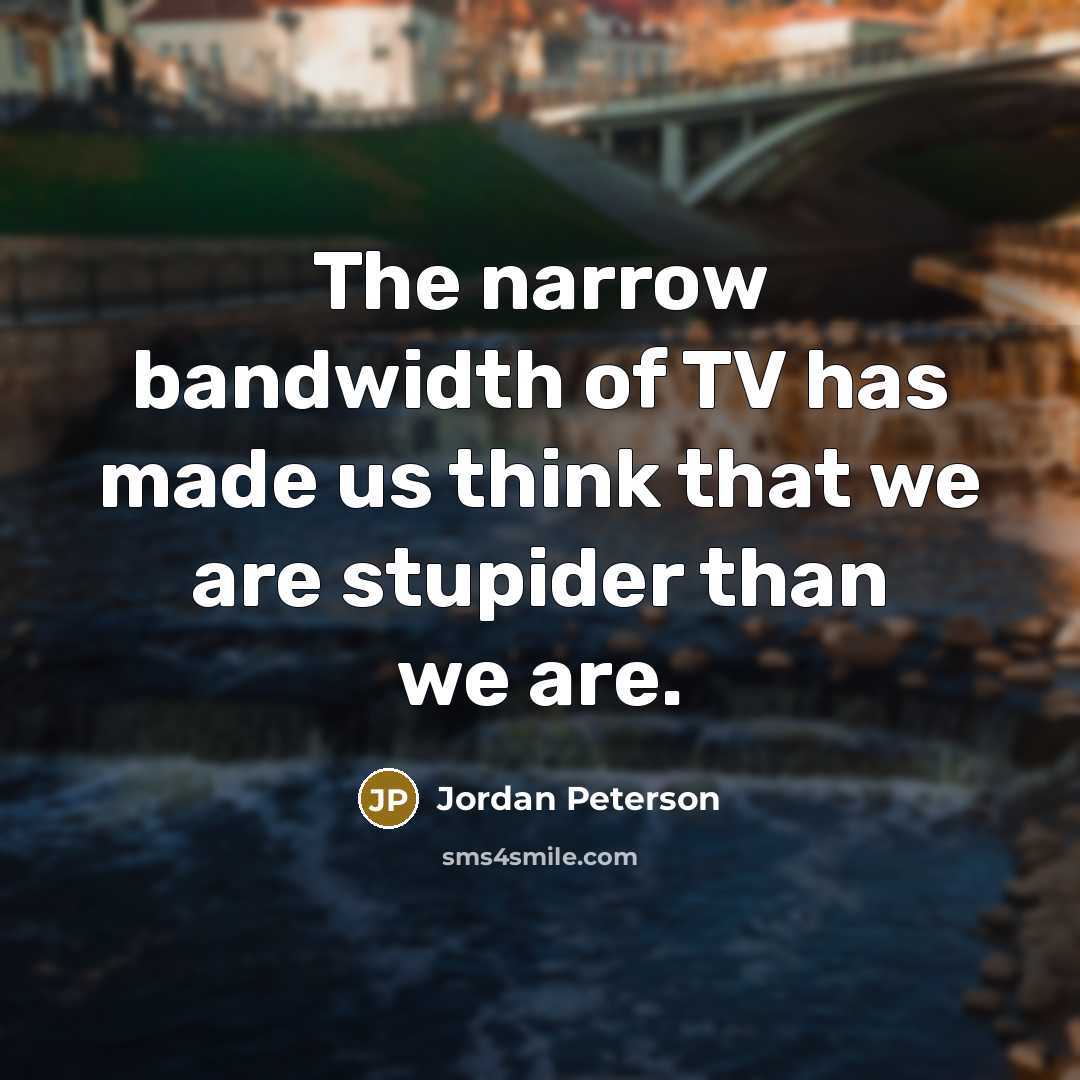 “The narrow bandwidth of TV has made us think that…” quote by Jordan Peterson