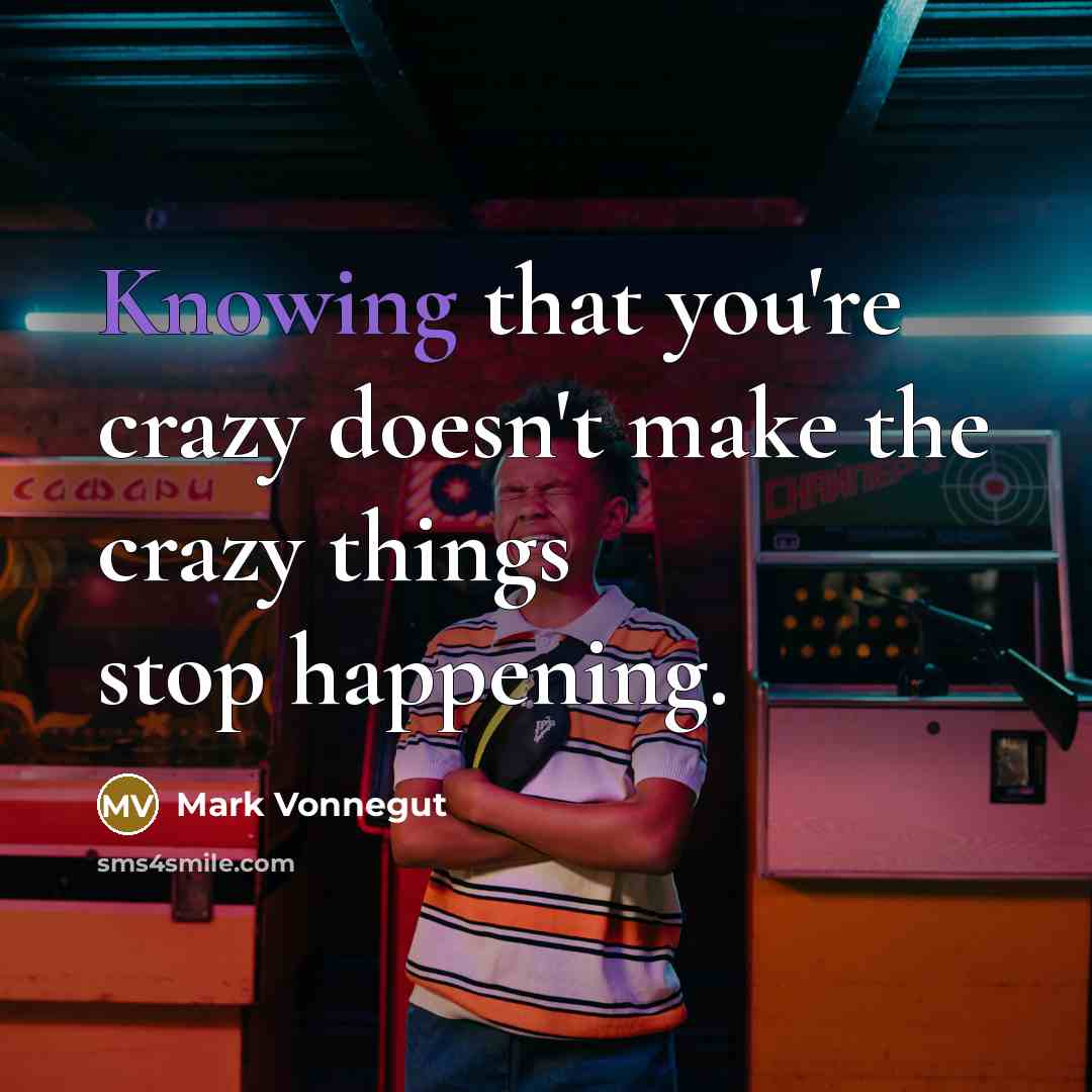 “Knowing that you're crazy doesn't make the crazy things stop…” quote by Mark Vonnegut