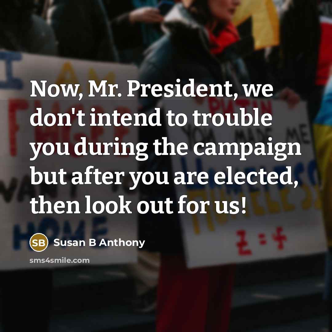 “Now, Mr. President, we don't intend to trouble you during…” quote by Susan B Anthony