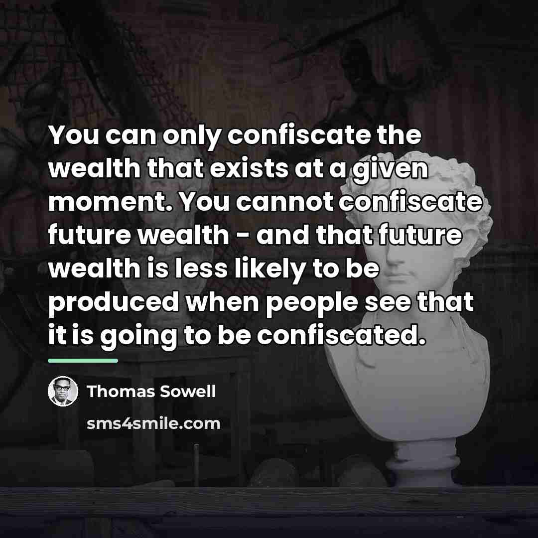 “You can only confiscate the wealth that exists at a…” quote by Thomas Sowell