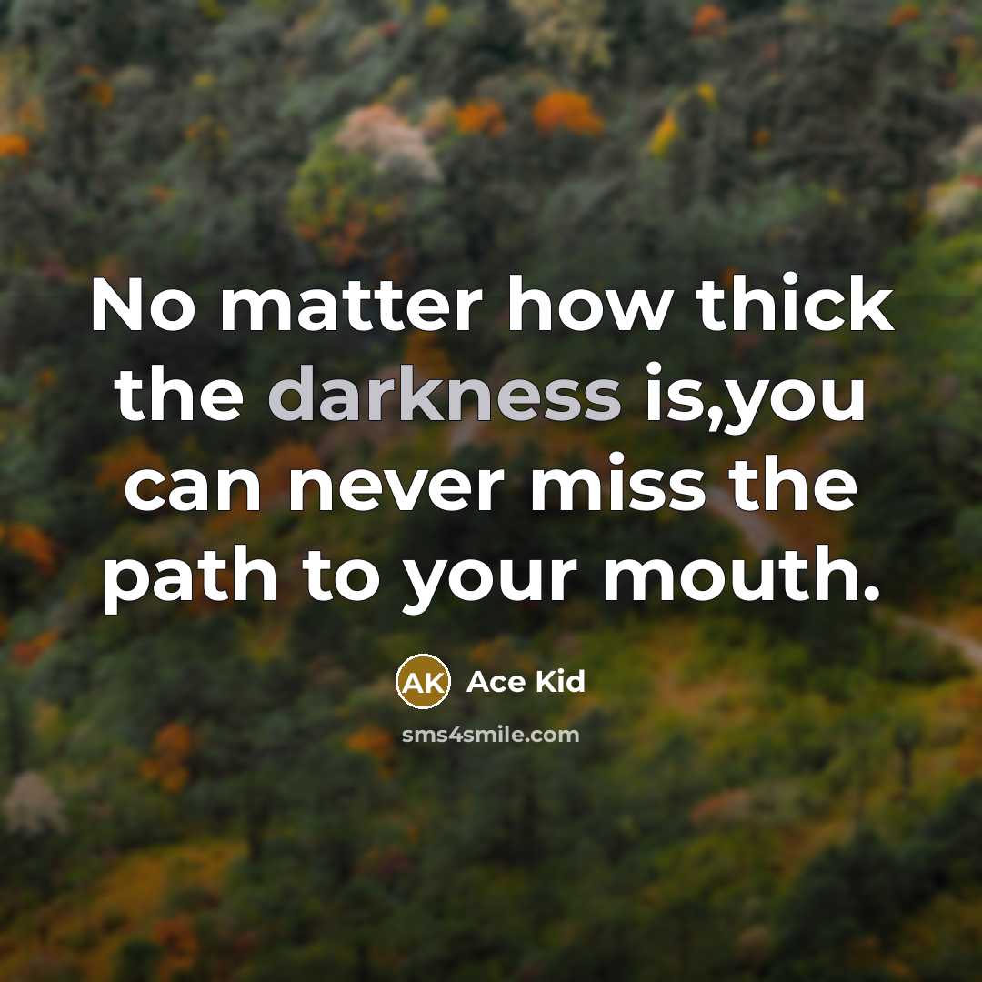 “No matter how thick the darkness is,you can never miss…” quote by Ace Kid