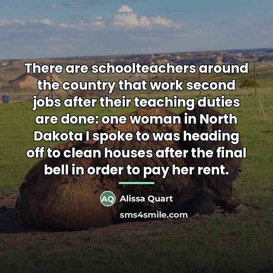 “There are schoolteachers around the country that work second jobs…” quote by Alissa Quart