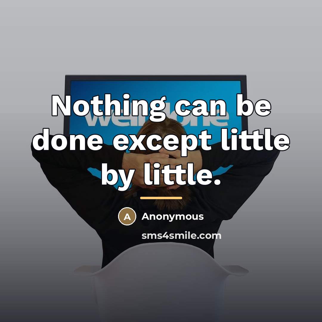 “Nothing can be done except little by little.…” quote by Anonymous