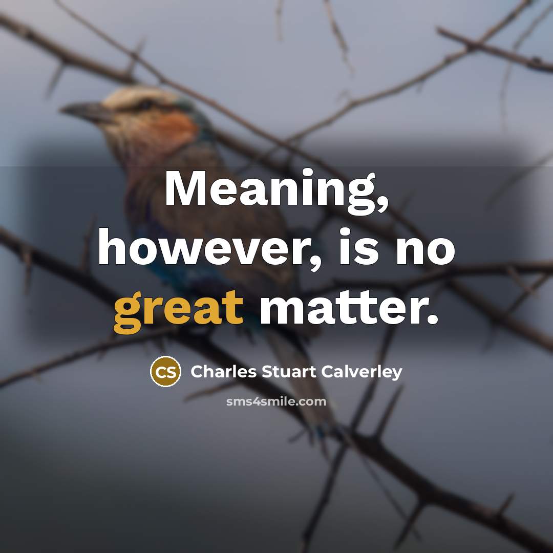 “Meaning, however, is no great matter.…” quote by Charles Stuart Calverley