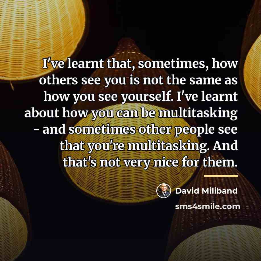 “I've learnt that, sometimes, how others see you is not…” quote by David Miliband