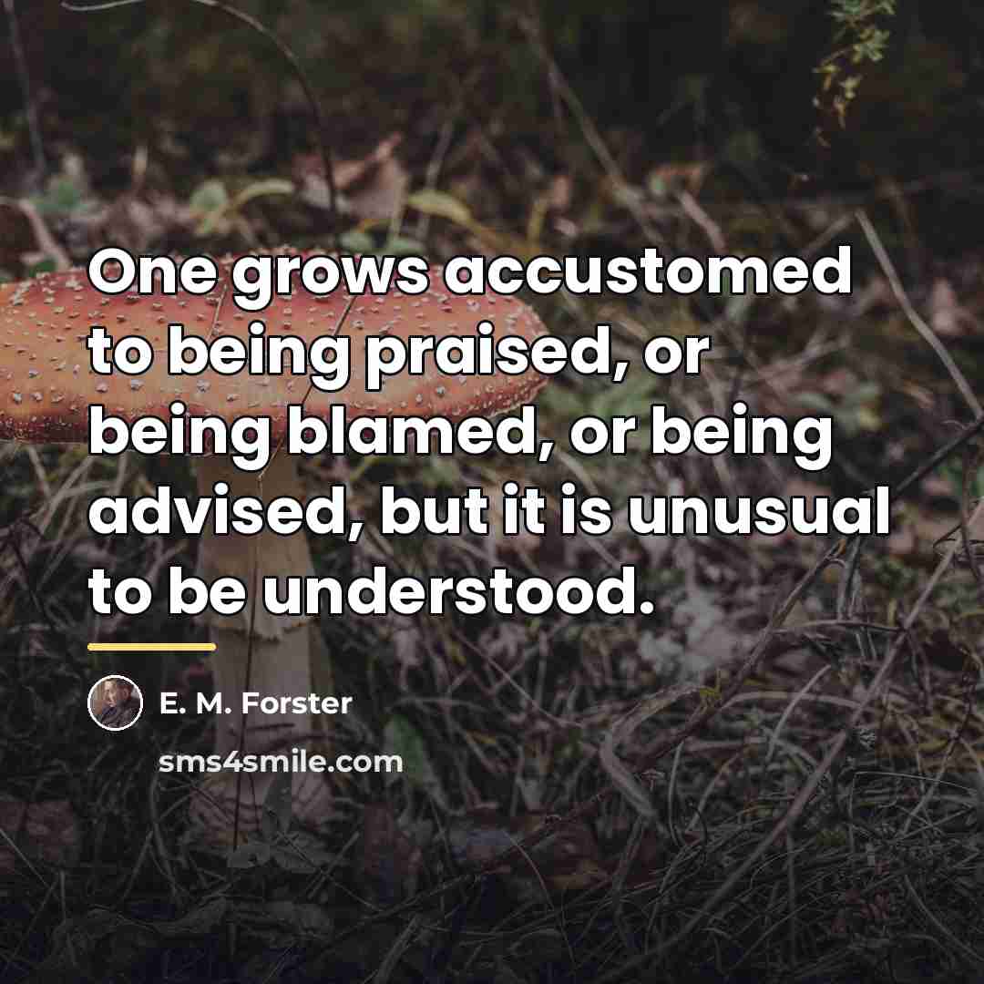 “One grows accustomed to being praised, or being blamed, or…” quote by E. M. Forster
