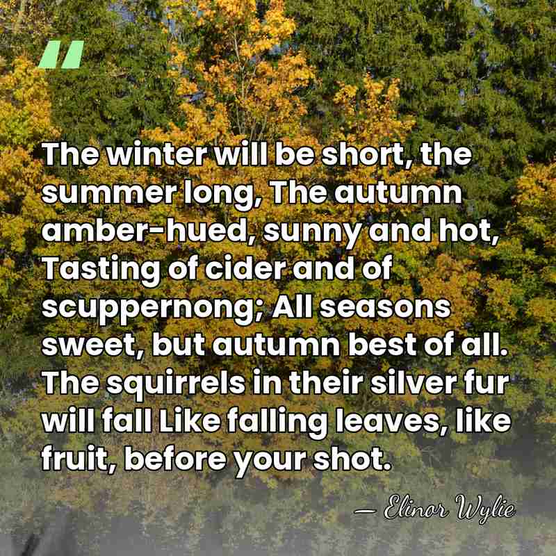 The winter will be short, the summer long, The autumn amber-hued, sunny&hellip; - Elinor Wylie