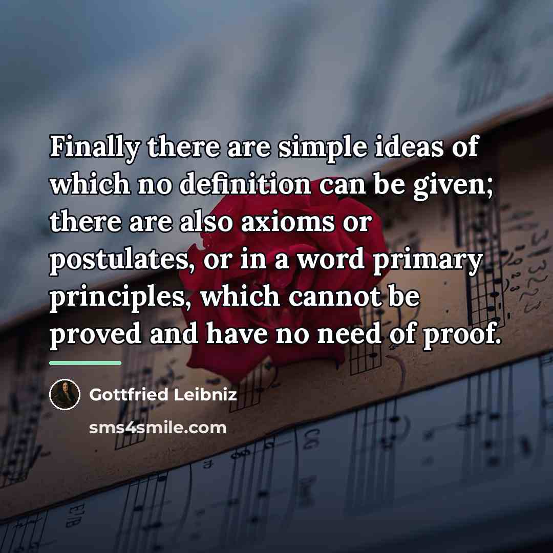 “Finally there are simple ideas of which no definition can…” quote by Gottfried Leibniz