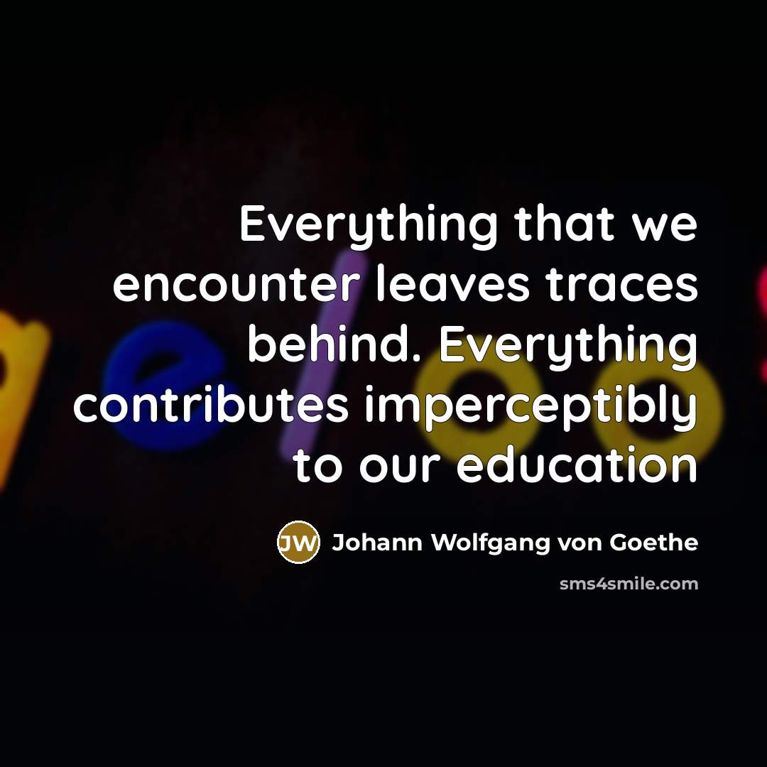 “Everything that we encounter leaves traces behind. Everything contributes imperceptibly…” quote by Johann Wolfgang von Goethe