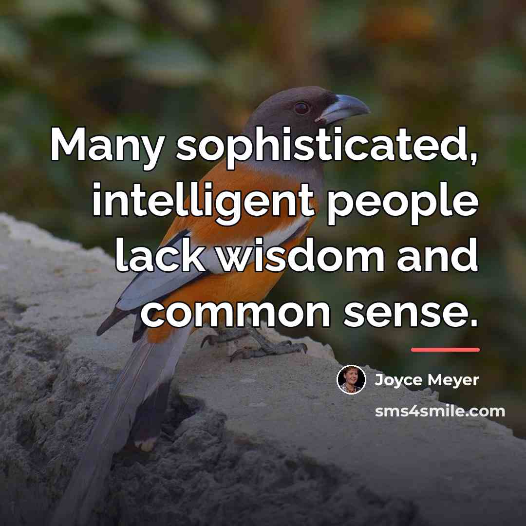 “Many sophisticated, intelligent people lack wisdom and common sense.…” quote by Joyce Meyer