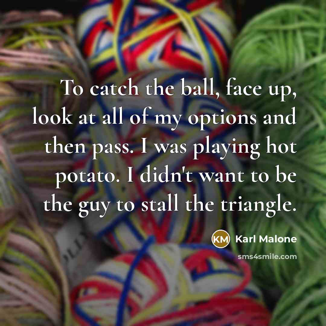 “To catch the ball, face up, look at all of…” quote by Karl Malone