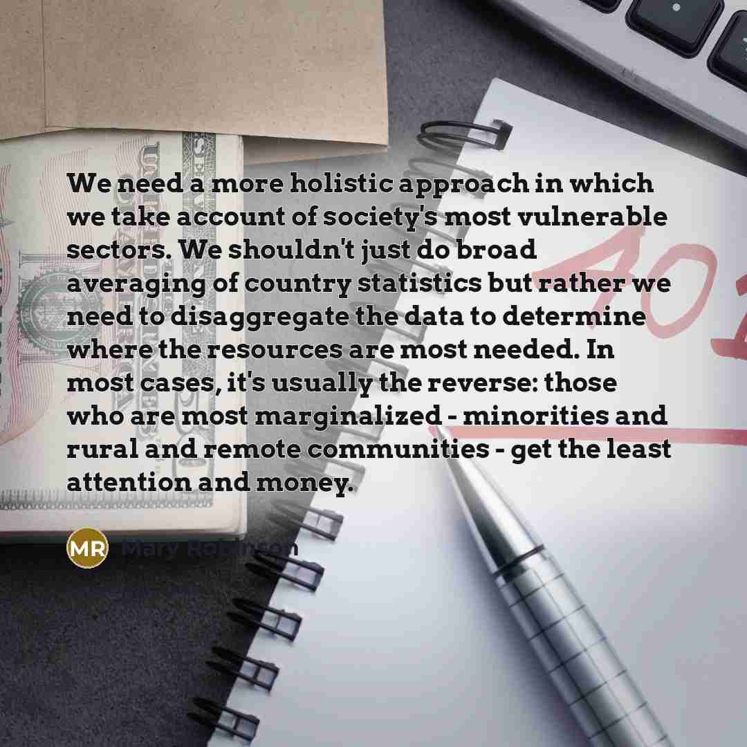 “We need a more holistic approach in which we take…” quote by Mary Robinson