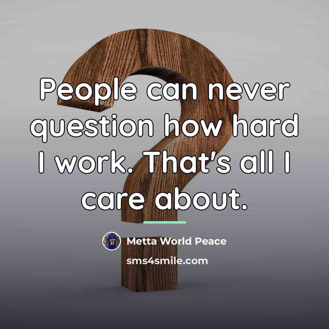 “People can never question how hard I work. That's all…” quote by Metta World Peace