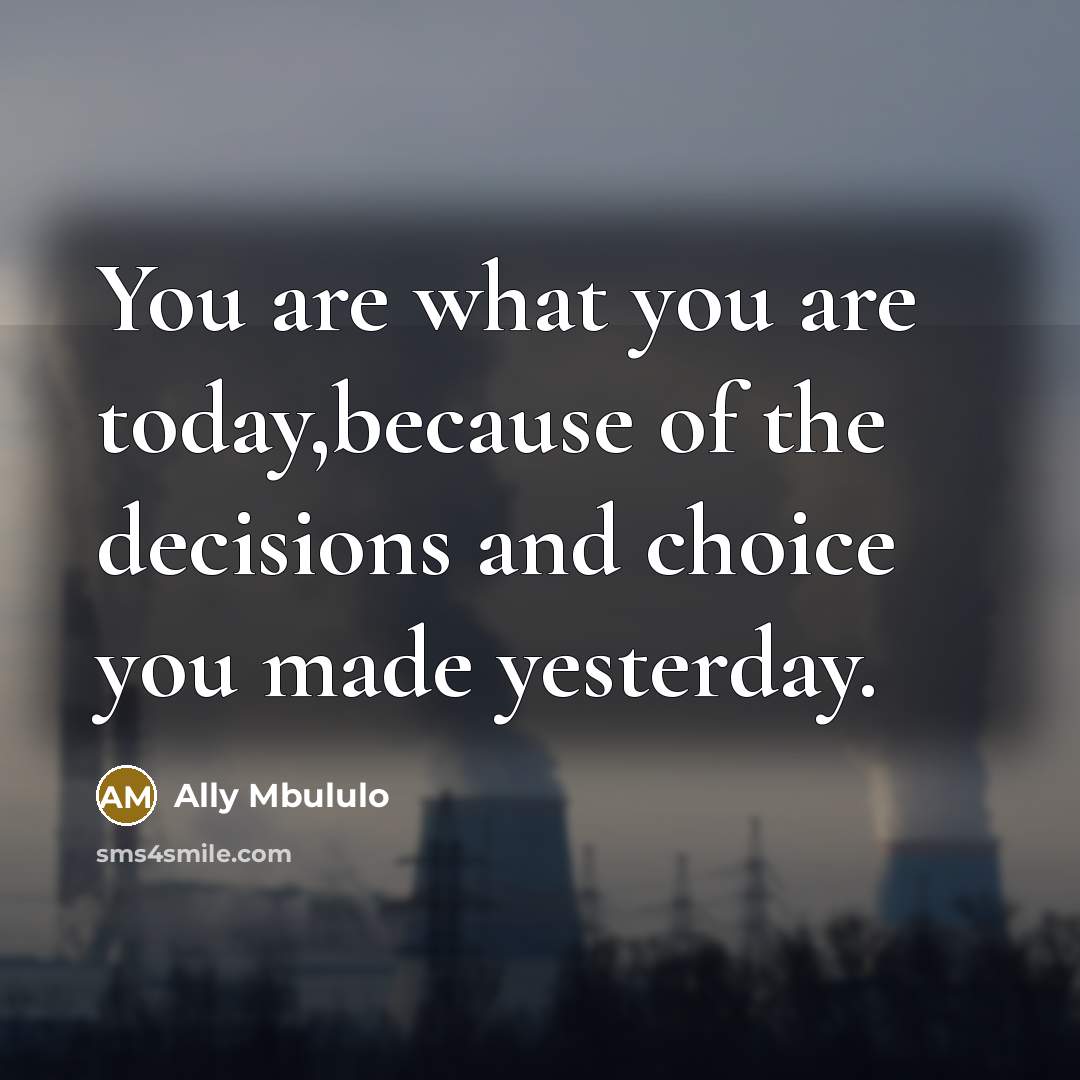 “You are what you are today,because of the decisions and…” quote by Ally Mbululo