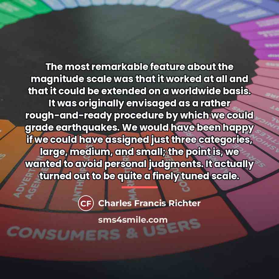 “The most remarkable feature about the magnitude scale was that…” quote by Charles Francis Richter