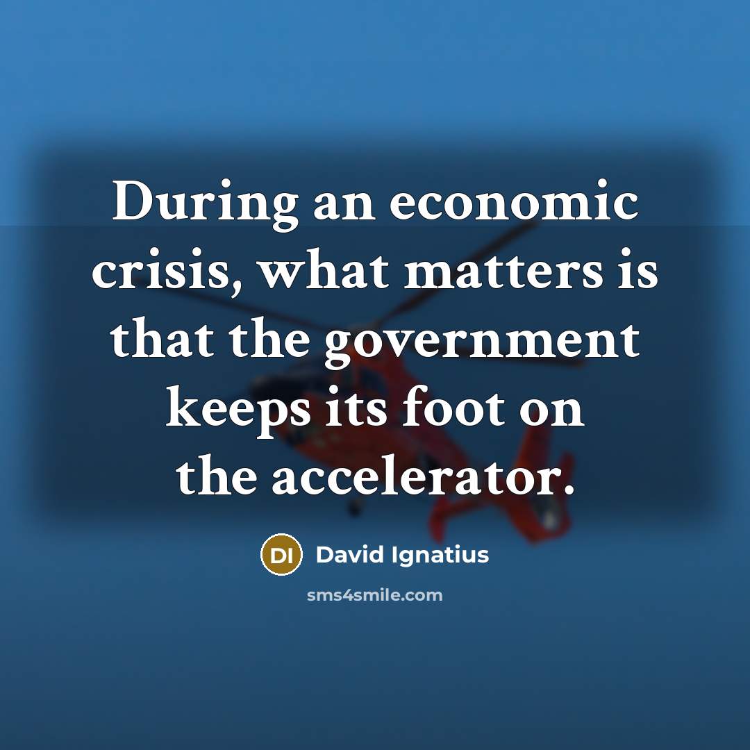 “During an economic crisis, what matters is that the government…” quote by David Ignatius