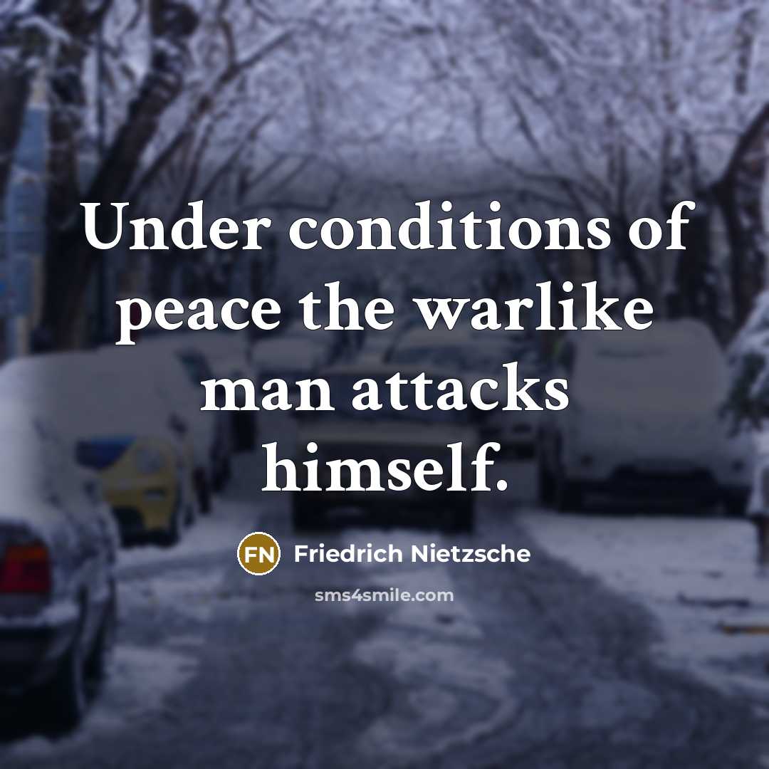 “Under conditions of peace the warlike man attacks himself.…” quote by Friedrich Nietzsche