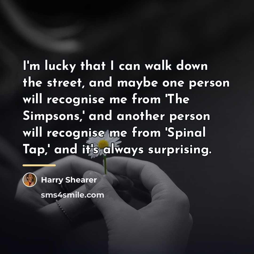 “I'm lucky that I can walk down the street, and…” quote by Harry Shearer