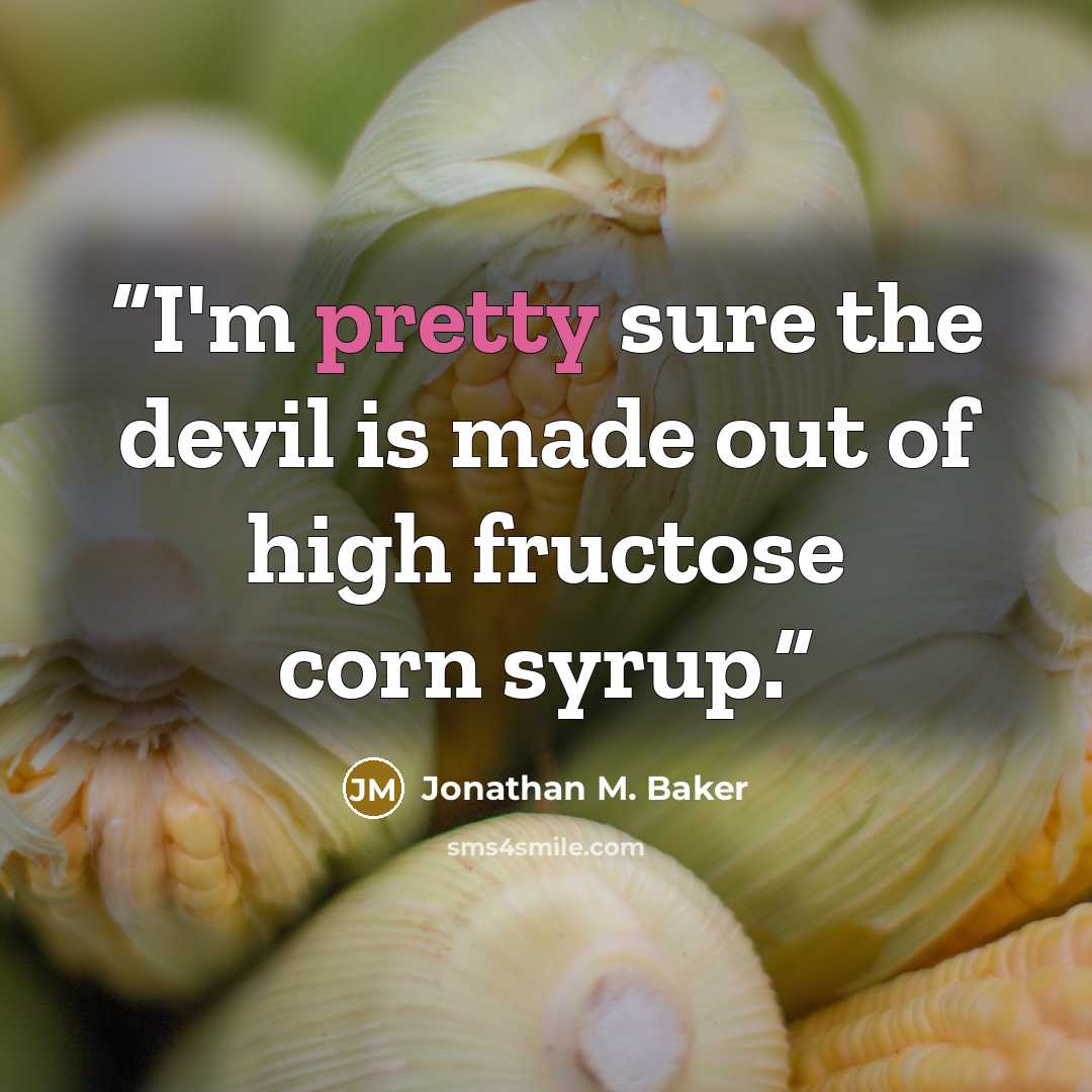 “I'm pretty sure the devil is made out of high fructose corn syrup.” quote by Jonathan M. Baker