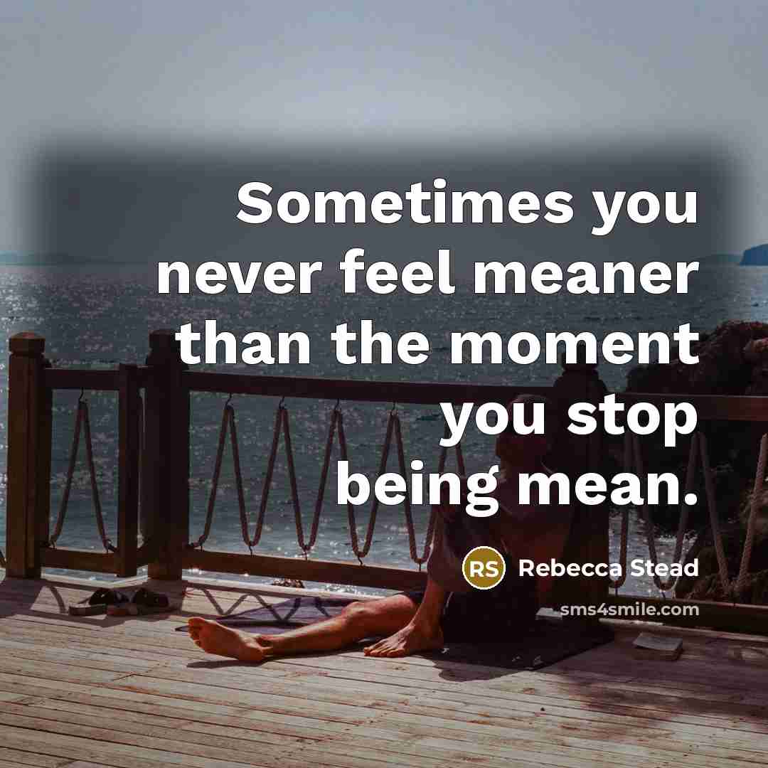 “Sometimes you never feel meaner than the moment you stop…” quote by Rebecca Stead