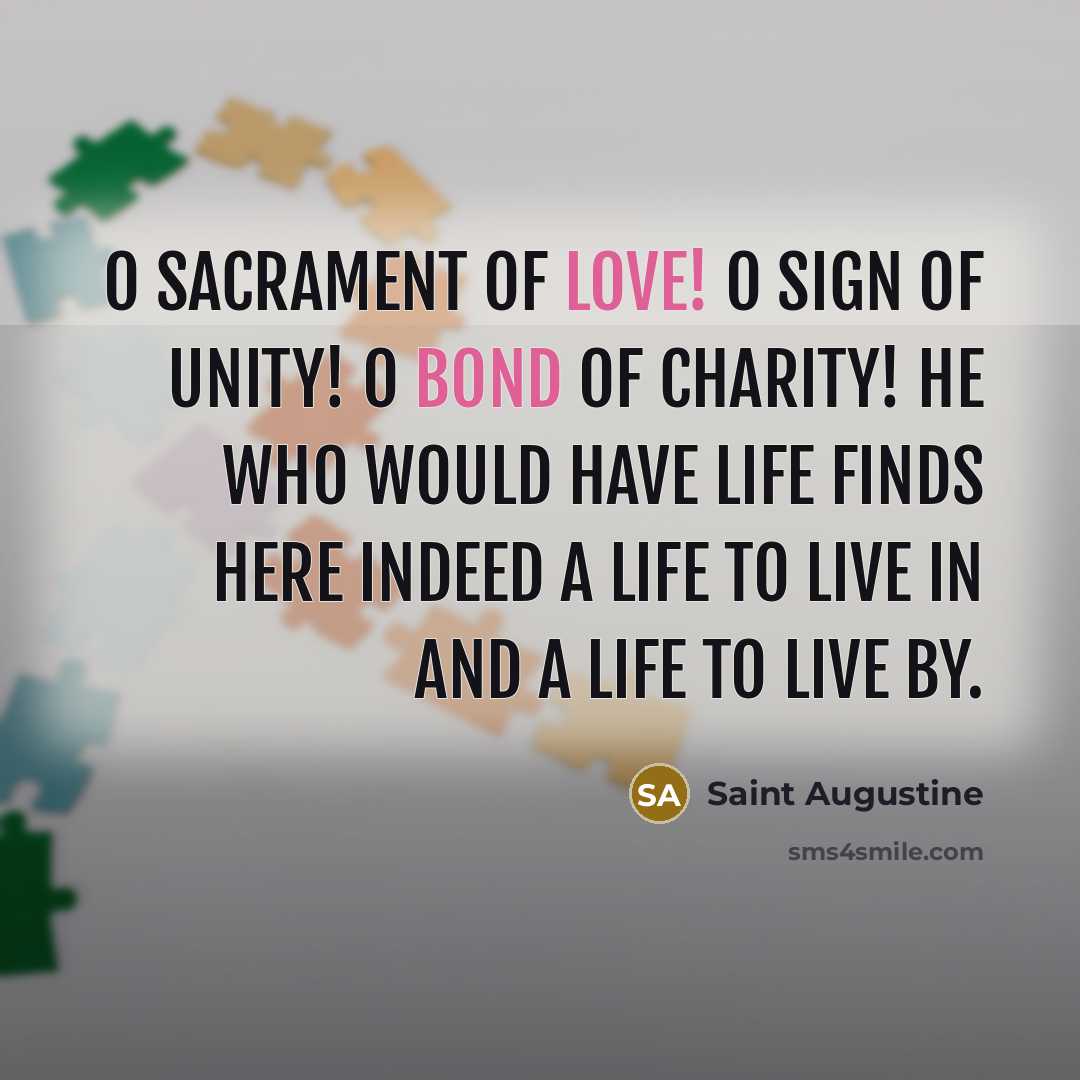 “O Sacrament of Love! O sign of Unity! O bond…” quote by Saint Augustine