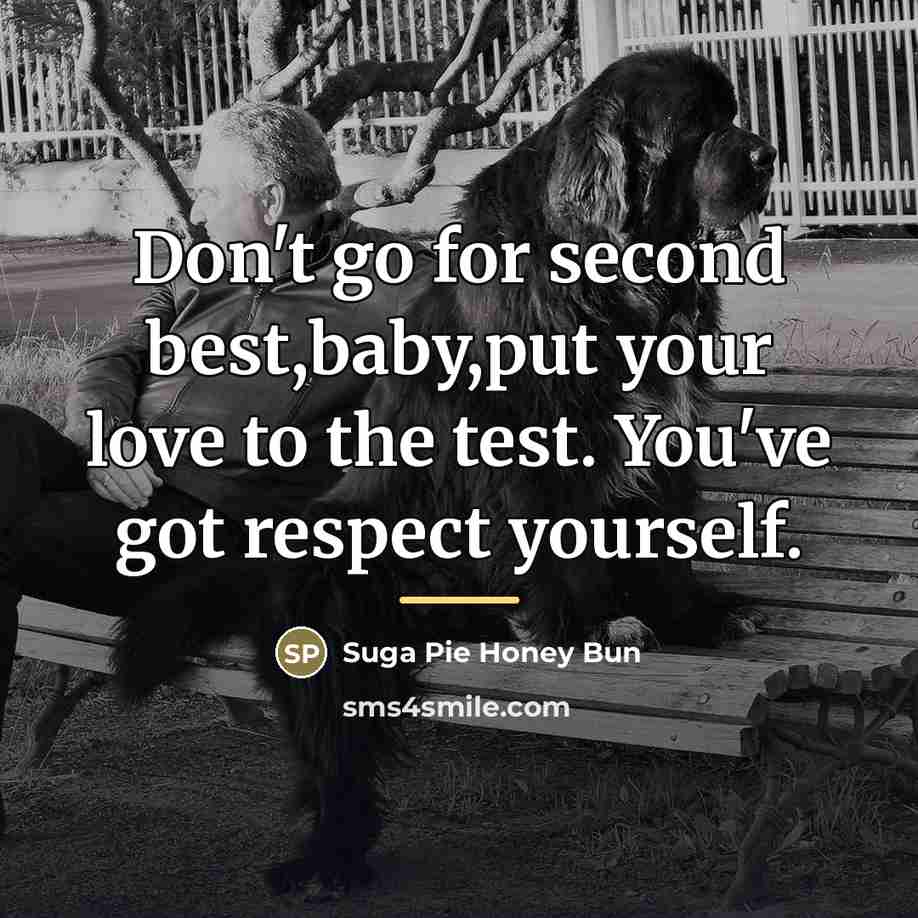 “Don't go for second best,baby,put your love to the test.…” quote by Suga Pie Honey Bun