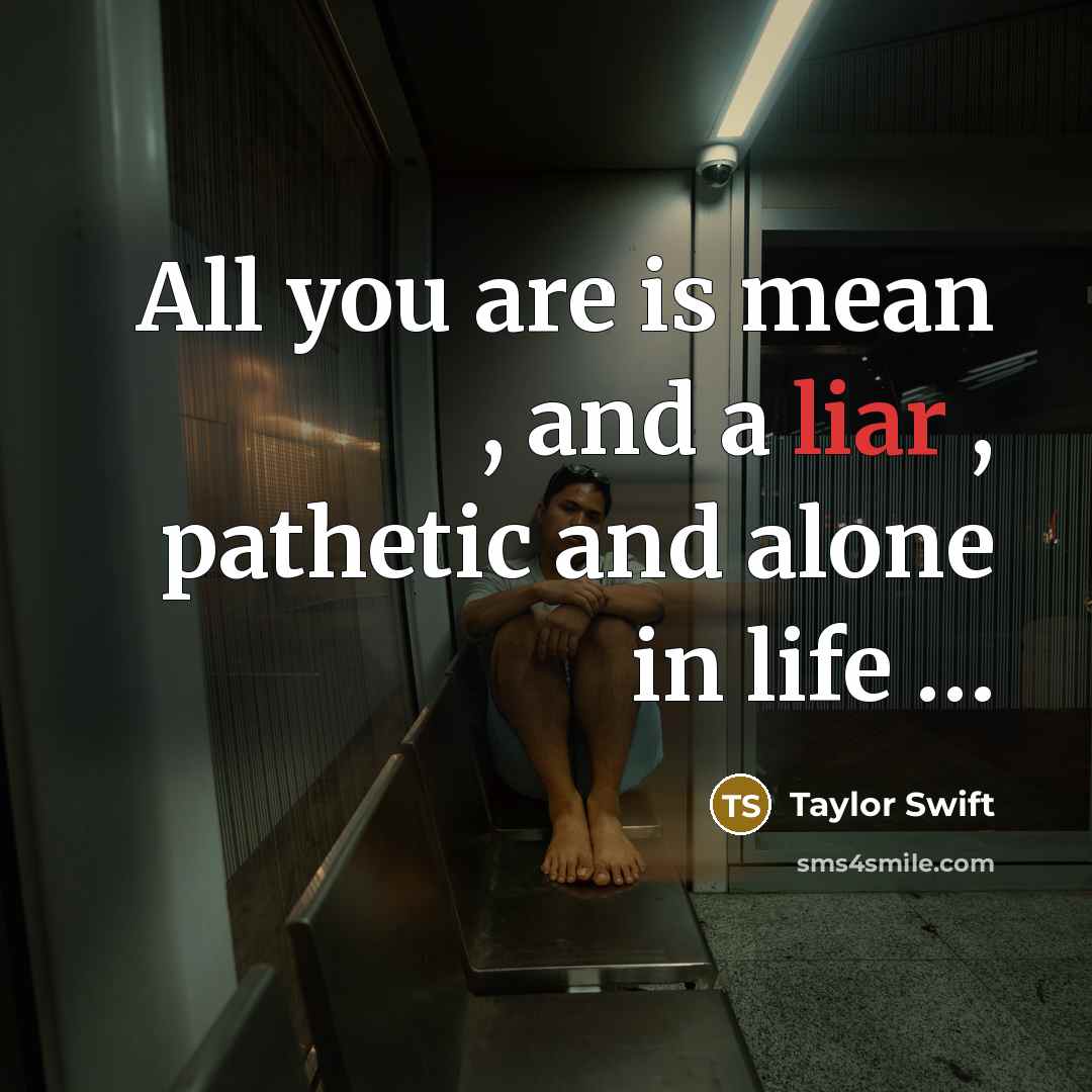 “All you are is mean , and a liar ,…” quote by Taylor Swift