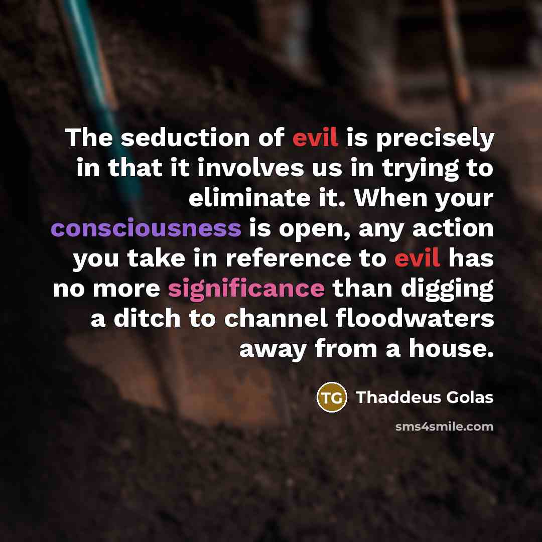 “The seduction of evil is precisely in that it involves…” quote by Thaddeus Golas