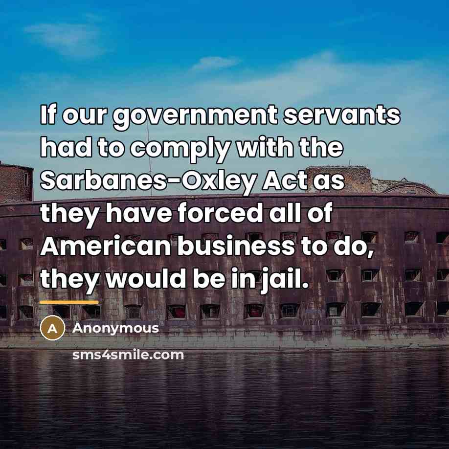 “If our government servants had to comply with the Sarbanes-Oxley…” quote by Anonymous