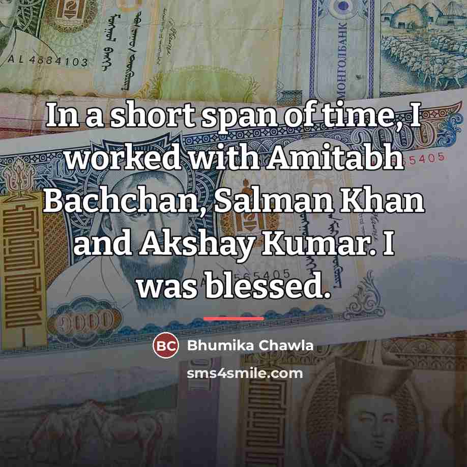 “In a short span of time, I worked with Amitabh…” quote by Bhumika Chawla