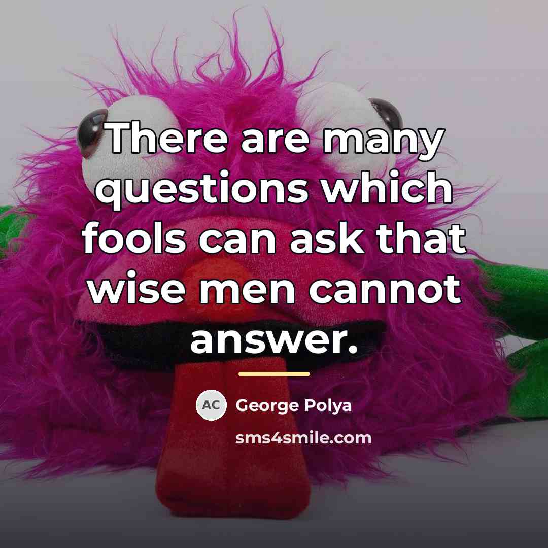 “There are many questions which fools can ask that wise…” quote by George Polya