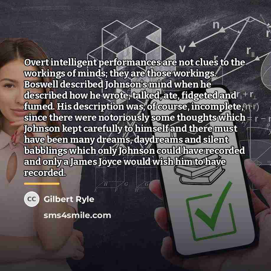 “Overt intelligent performances are not clues to the workings of…” quote by Gilbert Ryle