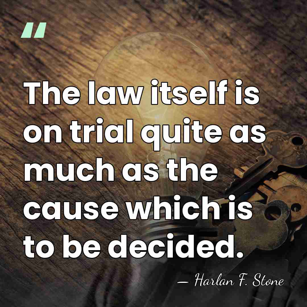 The law itself is on trial quite as much as the cause&hellip; - Harlan F. Stone