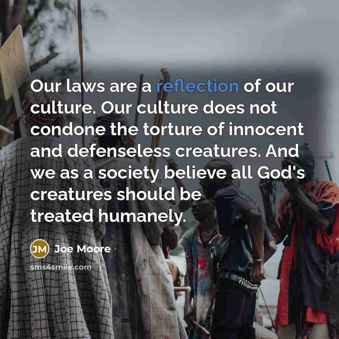 “Our laws are a reflection of our culture. Our culture…” quote by Joe Moore