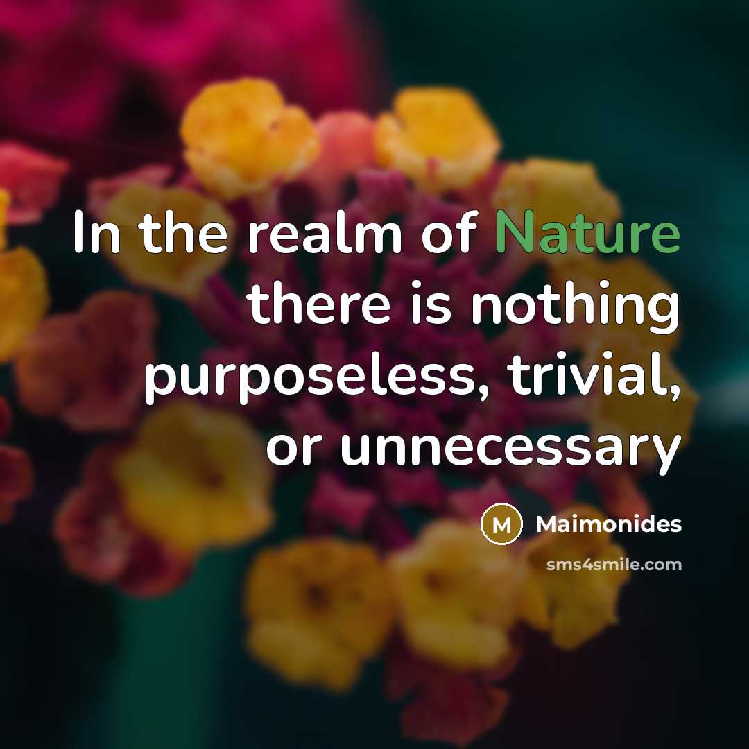 “In the realm of Nature there is nothing purposeless, trivial,…” quote by Maimonides