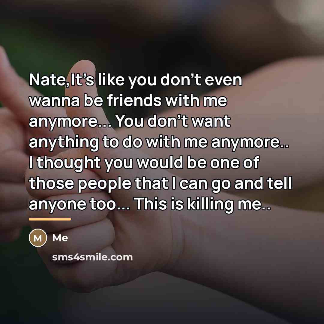 “Nate,It's like you don't even wanna be friends with me…” quote by Me