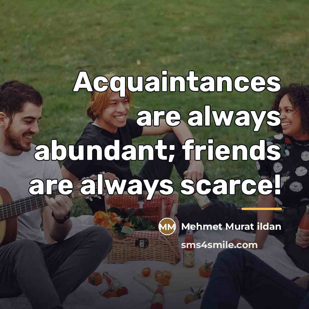 “Acquaintances are always abundant; friends are always scarce!…” quote by Mehmet Murat Ildan