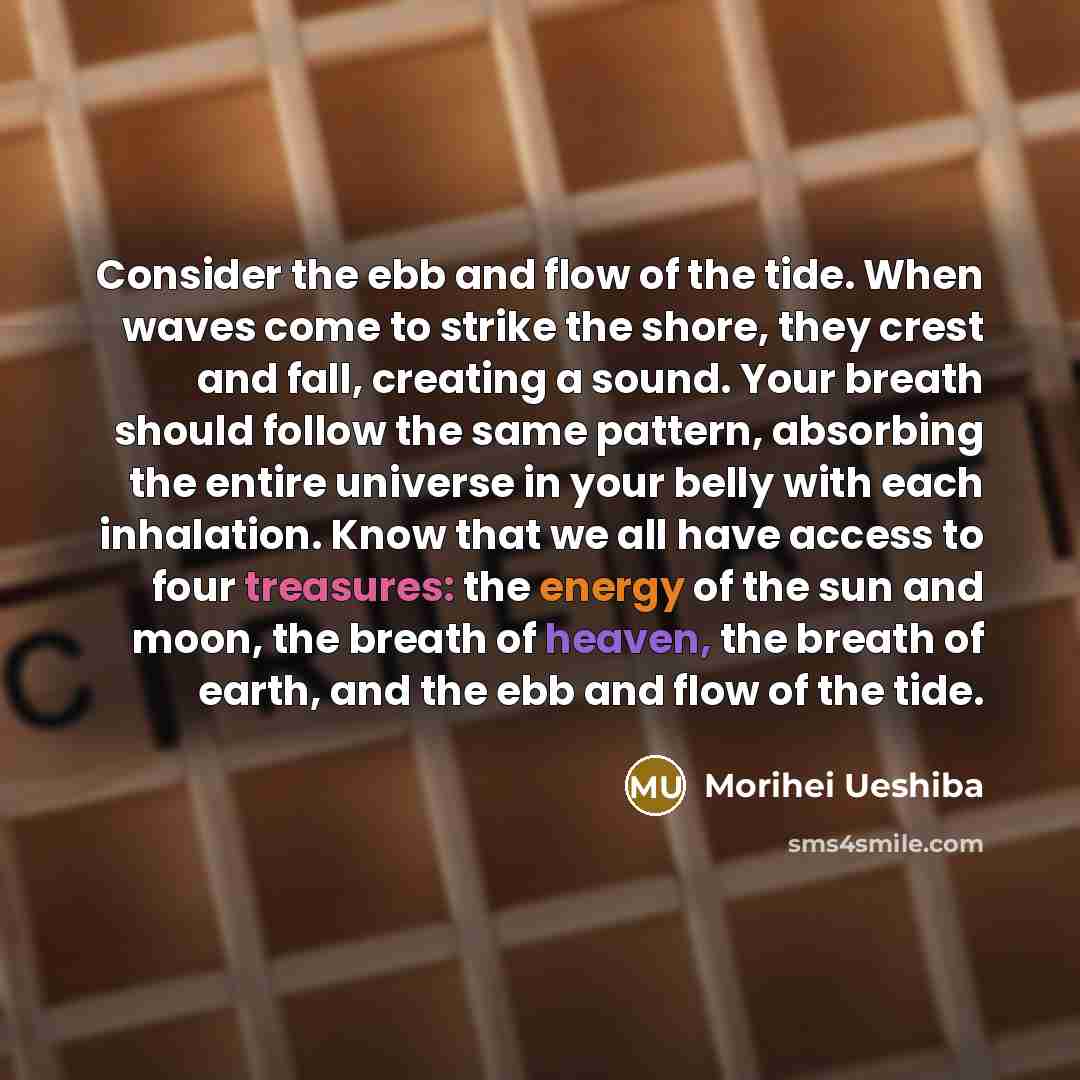 “Consider the ebb and flow of the tide. When waves…” quote by Morihei Ueshiba